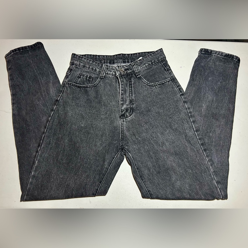 SHEIN Black Wash Denim Jeans Button Zipper Closure Size Small Juniors